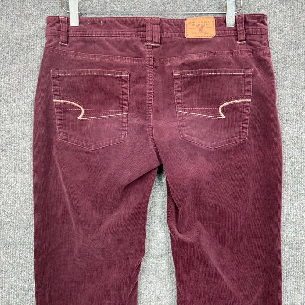 American Eagle Pants Womens 8 Burgundy Corduroy Flare Cotton Stretch Cords Retro - Picture 7 of 12